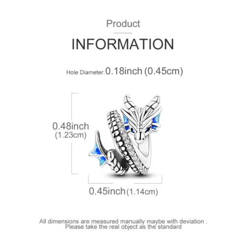LAZA 925 Sterling Silver Charm for Bracelet Necklace Dangle Love Mom Butterfly Party Charm Beads Pendants DIY Jewelry for Women - color: Flying Dragon