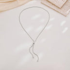 Gold Silver Necklace for Women Y Chain Adjustable Gold Long Necklaces Fashion Dainty Jewelry - color: silver A