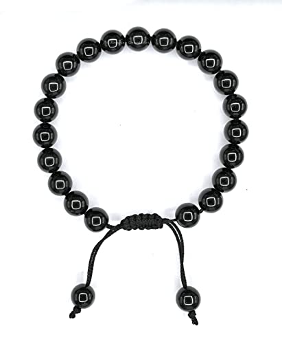 Amazing Gemstone Black Tourmaline Bracelet for Women Men's Gifts - Protection Healing Crystal Bracelet - 8mm Gemstone Beaded Adjustable Bracelet Pulseras Para Hombres Mujer Stocking Stuffers - color: Black Tourmaline