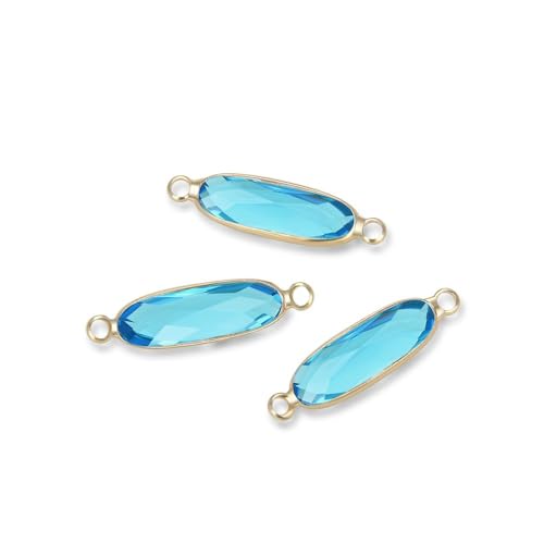 5pcs Adabele Grade A March Aquamarine Blue Birthstone Connector Link 21mm Rectangle Bar 18K Yellow Gold Plated Crystal Rhinestone Bead for DIY Craft Jewelry Making CCP9-G3 - color: March/Blue - Gold Plated, size: 21mm (0.83") - 5pcs