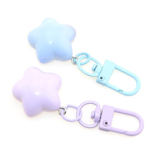 20PCS Chubby Star Keychain Pendant Mixed Colors 2.4cm/0.94in Cute and Versatile Bag Accessory Jewelry Making Charm Party Gift Set Couple or Bestie Gift