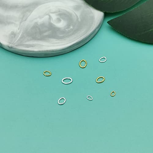2400pcs Oval Jump Rings Jewelry Jump Rings Stainless Steel Open Ring Diameter 4mm 5mm 6mm 7mm for Jewelry Making Supplies Earring Bracelet Necklace DIY Craft Making(Gold & Silver) - color: Gold,Silver