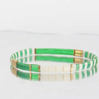 Tila Beaded Stretch Strand Bracelets for Women, Cute Boho Stackable Handmade Colorful Mixed Flat Square Beads Elastic Beach Surfer Bracelet Trendy Jewelry Friend Gift - color: 0901K