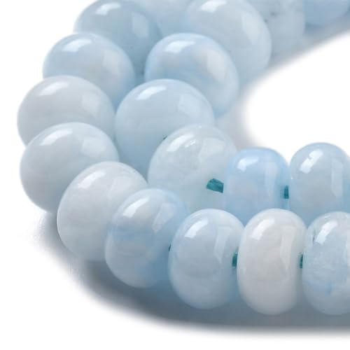 1 Box 2 Strands 148PCS 5X8MM Light Blue Natural White Jade Beads with Holes Rondelle Gemstone Crystal Stone Smooth Spacer Abacus Disk Charm Bead for Jewelry Making Earrings Diy Craft Supply - color: Light Blue, size: 148pcs