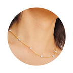 Dainty Gold Necklace for Women,Trendy 18k Gold Vermeil Sterling Silver Choker Necklace Thin Beaded Choker Necklaces Womens Simple Jewelry Gift for Valentines Day - color: June - Moonstone