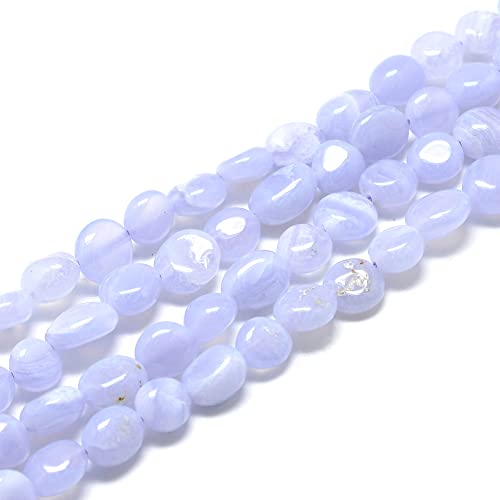 30-45Pcs/Strand Natural Blue Lace Agate Beads 15.7" Irregular Nuggets Stone Beads 8-15mm Gemstones Loose Spacer Bead for DIY Bracelet Necklace Jewelry Making Crafting - color: Blue Lace Agate