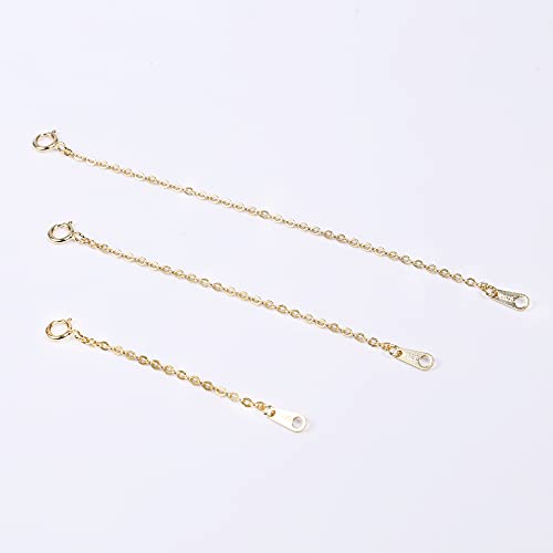 14K Gold Necklace Extender 925 Sterling Silver Necklace Bracelet Ankle Extenders Chain Extension for Jewelry Making（2 3 4 inch） - style: 14K Gold-Rectangle Tag