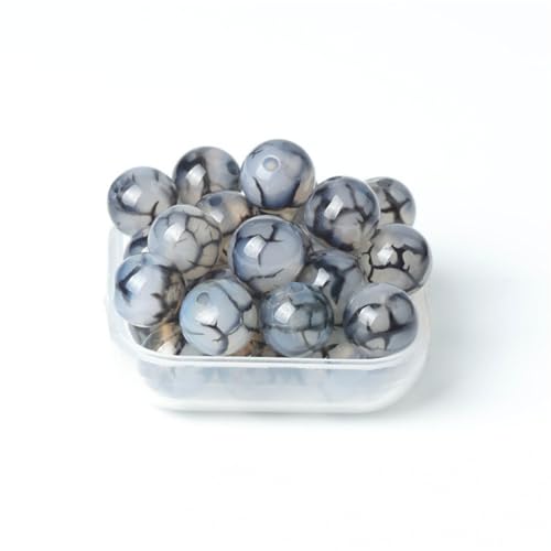 100Pcs Natural Stone 6mm Black Dragon Vein Agate Round Loose Gemstone Energy Healing Beads Hole Size 1mm DIY Smooth Beads for Bracelet Necklace Earrings Jewelry Making - color: Black Dragon Vein Agate, size: 6mm