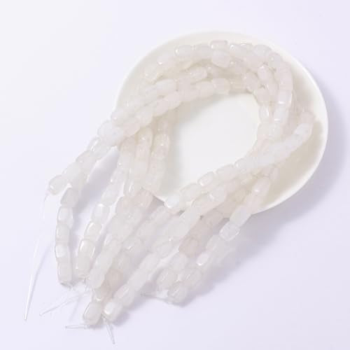 Natural Large White Crystal Cube Stone Beads 8x11mm 38cm/str Loose Semi Gemstone Stone Square Beads for Making Bracelets Necklace - color: White Crystal