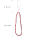 Semi-Precious Gem Stones Beaded Phone Charm Cell Phone Lanyard Wrist Strap Handmade Natural Gemstone Phone Chain string - color: Rhodonite
