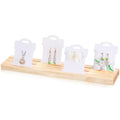 3 Slot Wooden Earring Display Stand Portable Jewelry Holder Wood Earring Show Tray 11.8×3×0.6 Inch Business Card Holder Rectangle Craft Show Tray for Small Jewelry Ring Earrings Cards Display