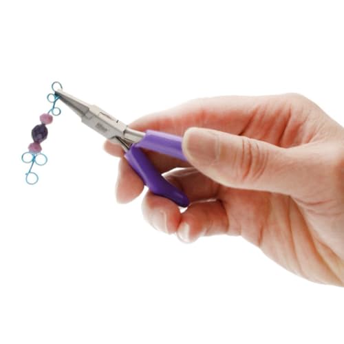 The Beadsmith Mini Series Flat Nose Plier – Grip, Hold, Flatten & Straighten Wire & Metal – 3-Inches, Purple Comfort Grip Handle, Single Leaf Spring, Polished Steel Head – Tools for Jewelry Making - style: Flat Nose