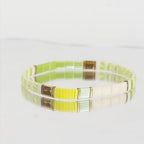 Tila Beaded Stretch Strand Bracelets for Women, Cute Boho Stackable Handmade Colorful Mixed Flat Square Beads Elastic Beach Surfer Bracelet Trendy Jewelry Friend Gift - color: 0901J