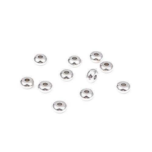 BEADIA Stainless Steel Spacer Beads 8x4mm Rondelle Loose Charm Caps Beads for DIY Jewelry Making 50pcs with 2.5mm Hole - color: 8x4mm 2.5mm