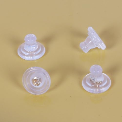 20pcs 18K Gold Silicone Earring Backs Replacements, Locking Secure Earring Backs for Studs/Droopy Ears, No-Irritate Hypoallergenice Soft Clear Earring Stopper Accessories for Adults (Gold) - color: Gold