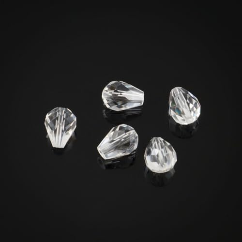 24pcs Adabele Austrian 8mm Faceted Teardrop Loose Crystal Beads Crystal Clear Compatible with 5500 Swarovski Crystals Preciosa SST-801 - color: Crystal Clear, size: 8mm x 6mm - 24pcs