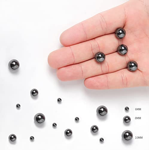 60pcs 6mm Natural Black Hematite Gemstone Beads Energy Healing Crystal Round Loose Stone Beads for Jewelry Making, DIY Bracelets Necklaces - color: Black Hematite, size: 6mm