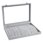 Wudygirl 20 Hooks Necklace Organizer Velvet Jewelry Organizer Showcase for Necklaces Jewelry Box Stackable Glass Top Lockable (Necklace Organizer) - style: Necklace Tray