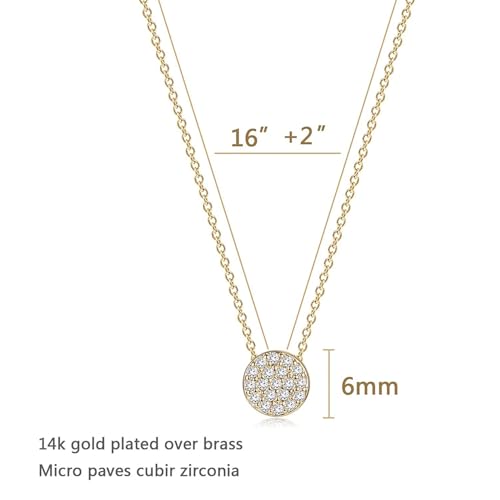 Valloey Rover Gold Necklace for Women 14K Gold Plated Circle Cubic Zirconia Pendant Necklace Dainty Twist Rope Chain Necklace Simple Jewelry Gift for Women - style: CZ-dot