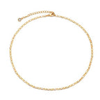 MEVECCO Dainty Gold Chain Choker Necklace 14K Gold Plated Handmade Boho Cute Tiny Beaded Link Choker Necklace Delicate Simple Minimalist Choker Necklace for Women - style: Plain Mariner Chain