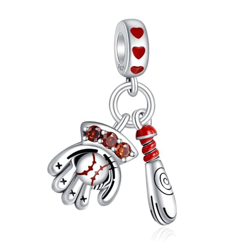 S925 Bead Dangle Charms for Bracelets Necklaces, Compatible with Pandora, Jewelry Making - style: Baseball Charm