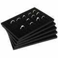 Garneck 5Pcs Jewelry Box Insert Foam Tray Set: 100 Slot Black Velvet Ring Earring Organizer Stackable Display Holder for Drawer Dresser Store Boutique Gift for Women Men