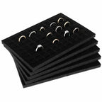 Garneck 5Pcs Jewelry Box Insert Foam Tray Set: 100 Slot Black Velvet Ring Earring Organizer Stackable Display Holder for Drawer Dresser Store Boutique Gift for Women Men