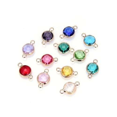 5 Sets Adabele Grade A Mixed Birthstone Connector Links 6mm Small Austrian Crystal Bead 18K Yellow Gold Plated (60pcs) for DIY Craft Jewelry Making CCP28 - color: Gold, size: 6mm (0.24") - 60pcs