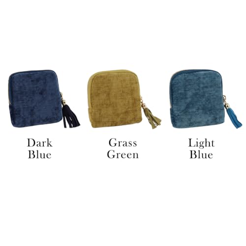 Travel Jewelry Case, Soft Velvet Organizer Pouch with 5 Compartments & Tassel Zipper, Anti-Scratch Jewelry Bag Storage Holder for Bangle Bracelets Earrings Necklace, Women Gifts - color: Dark Blue