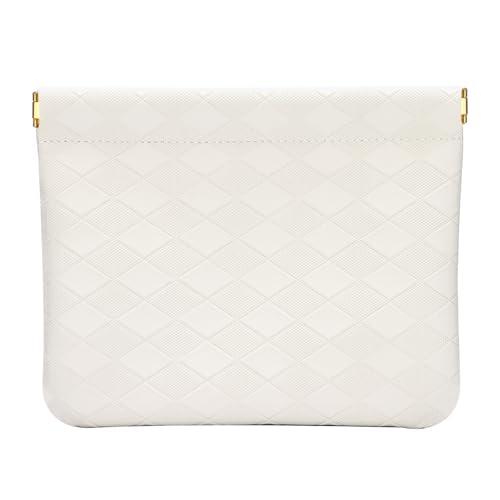 Leather Pocket Cosmetic Bag for Purse,Coin Purse Lipstick Cosmetic Accessories Organizer, Travel Kit Storage Pouch,Waterproof Portable No Zipper Self-closing (White/lozenge) - color: White/lozenge