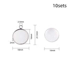 FASHEWELRY 10 Sets Stainless Steel Flat Round Bezel Pendant Trays with Half Round Glass Cabochon Clear Dome for DIY Jewelry Making - color: 16mm-10 Sets
