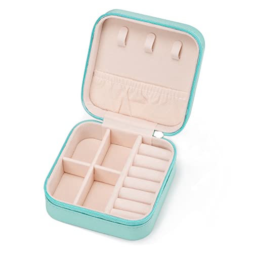 Mini Jewelry Travel Case,Small Jewelry Box,Traveling Jewelry Organizer,Portable Jewellery Storage Holder for Rings Earrings Necklace Bracelet Bangle for Girls Women(Blue - 1 pack) - color: J1 - Blue