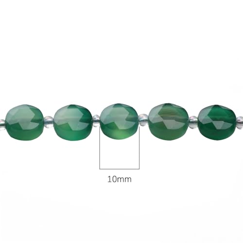 BEADIA Natural Faceted Green Agate Rondelle Disk Stone Beads 10x5mm 37cm for DIY Chain Jewelry Making - color: Green Agate