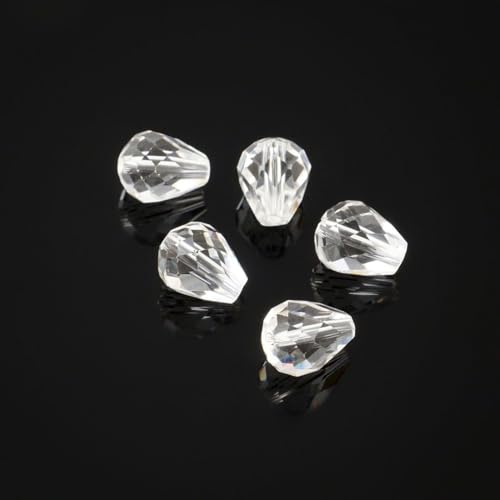 100pcs Adabele Austrian 10mm Faceted Teardrop Loose Crystal Beads Crystal Clear Compatible with 5500 Swarovski Crystals Preciosa SST-1001 - color: Crystal Clear, size: 10mm x 8mm - 100pcs