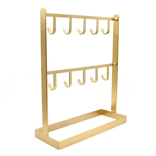 LXZ 1 PC Tabletop Hook Rack – Jewelry Stand Holder – Golden Hangers for Necklaces Keys Brace laces Ear Rings - color: Gold