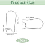 1 Box 120Pcs Kidney Earring Finding Teardrop Earring Wires Stainless Steel U Shaped Hoop Wires Long Earring Hooks Dangle Silver Earring Wires for Jewelry Making Supplies DIY Craft Beginner - size: 20x9x2mm