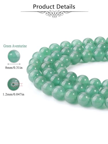 Jovivi 96pcs 8mm Green Aventurine Round Stone Beads for Jewelry Making - color: Green Aventurine