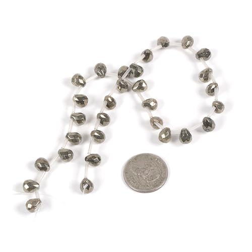 10mm Natural Pyrite Faceted Teardrop Briolette Healing Gemstone Bead Loose Beads for Jewelry Making Strand 15 Inch - color: 10mm Pyrite