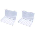 Feadily 2PCS 36 Grids Large Plastic Organizer Box with Dividers, Compartment Organizer Box for Nail Accessories/Screw/Sewing Arts and Oil Paint, Bead Storage Containers 14.9" x 9.2" x 1.9" (Clear) - size: 2pcs 36grids