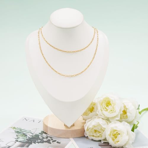 KYUNHOO 16.4FT/5M Stainless Steel Paperclip Chain Roll Gold Plated Jewelry Making Chains Spool Bulk Jewelry Links with Lobster Clasps Jump Rings for Crafting DIY - color: Paperclip Gold