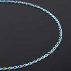 YOUBEIYEE 2 Yard Silver Plated Blue Chains Bulk Enamel Link Chain for Women Bracelet Necklace DIY Brass Chains for Jewelry Making - color: Blue Silver