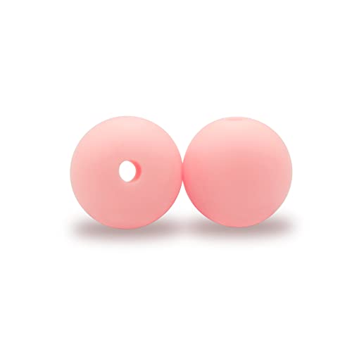 DIYOMR 100Pcs Round Silicone Beads - 15mm Pink, Ideal for Necklaces, Bracelets, Pens & Keychains - color: Pink, size: 15mm