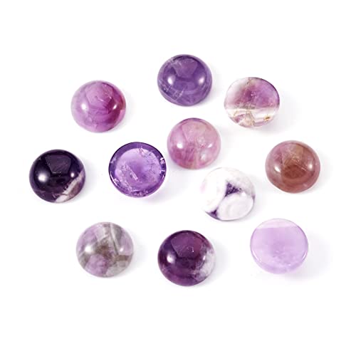Fashewelry 50Pcs Natural Amethyst Cabochon Stone Half Round Beads 10mm Tiny Flat Back Gemstone Chakra Healing Crystal Cover Cabs for Jewelry Making - color: 1-Amethyst, size: 10x4~5mm