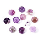 Fashewelry 50Pcs Natural Amethyst Cabochon Stone Half Round Beads 10mm Tiny Flat Back Gemstone Chakra Healing Crystal Cover Cabs for Jewelry Making - color: 1-Amethyst, size: 10x4~5mm