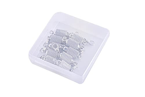 KONMAY 10 Sets Rhodium Screw-in Magnetic Necklace Clasps, Safety Magnetic Converter Clasps for Jewelry Making - color: Rhodium with Screw Patterns