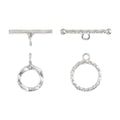 Craftdady 2Pcs 925 Sterling Silver Toggle Clasp T Bar Round Buckle Closure End Clasps for DIY Bracelet Necklace Jewelry Making - color: 925 Sterling Silver, 2 Sizes