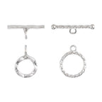 Craftdady 2Pcs 925 Sterling Silver Toggle Clasp T Bar Round Buckle Closure End Clasps for DIY Bracelet Necklace Jewelry Making - color: 925 Sterling Silver, 2 Sizes