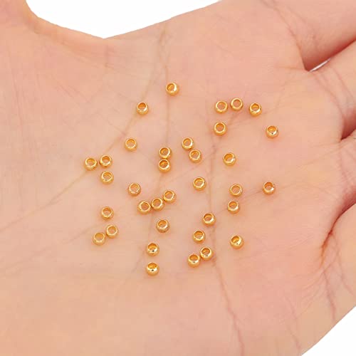 BEADIA 18K Gold Plated Crimp Beads Non Tarnish 2.5mm 600pcs for Jewelry Making Findings - color: Crimp Beads Gold, size: 2.5mm