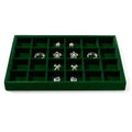 24 Girds Velvet Jewelry Ring Tray Earring Organizer Tray Jewelry Organizer Display Trays for Ring Earrings Storage (Green) - size: 24 Grid