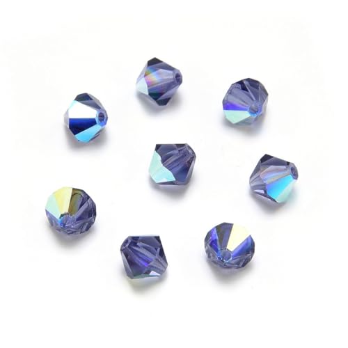 100pcs Authentic Preciosa 3mm (0.12 Inch) Small Faceted Bicone Crystal Loose Beads Tanzanite AB (Purple) Compatible with Swarovski Elements Crystals for Jewelry Making Pre-B365 - color: Tanzanite AB, size: 3mm (0.12 Inch) - 100pcs